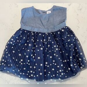 Baby GAP Stars Tulle Baby Dress, 6-12 months, Chambray & Navy Tulle with Stars